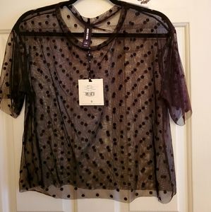 AGNES AND DORA MESH TEE BLACK